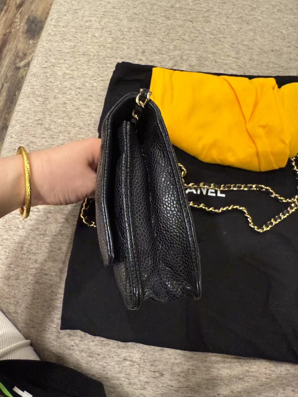 CHANEL Black Quilted Leather Crossbody with Gold Chain - Picture 6 of 8